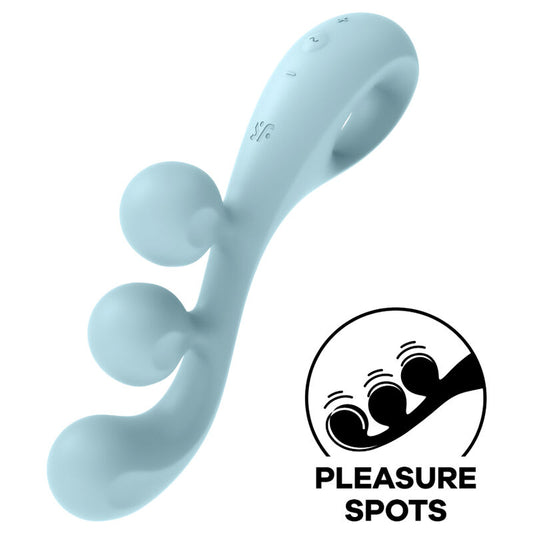 Multivibrator, SATISFYER - Tri Ball 2, Silicon, Impermeabil IPX7, Albastru