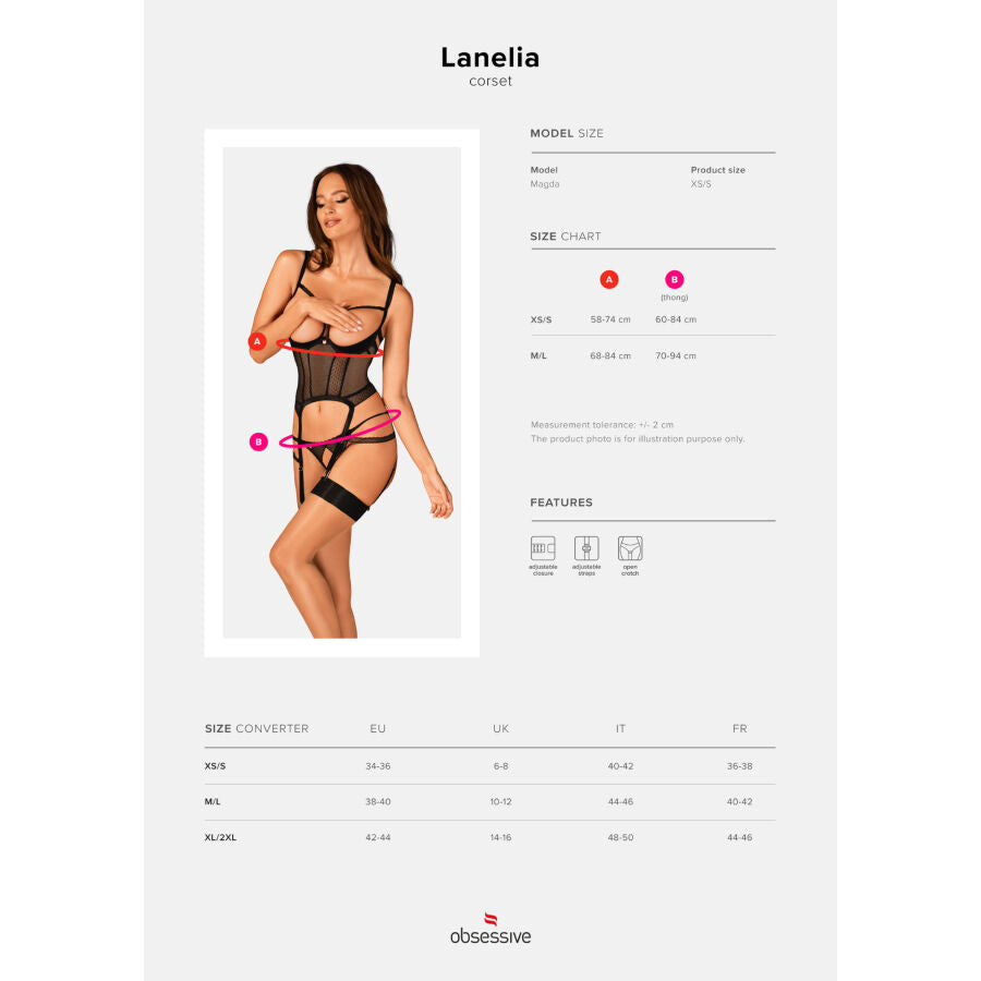 Corset, Obsessive - Lanelia, Croiala Deschisa, XS/S / Negru