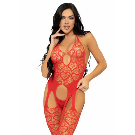Bodystocking Plasa cu Jarteliere, LEG AVENUE - One Size