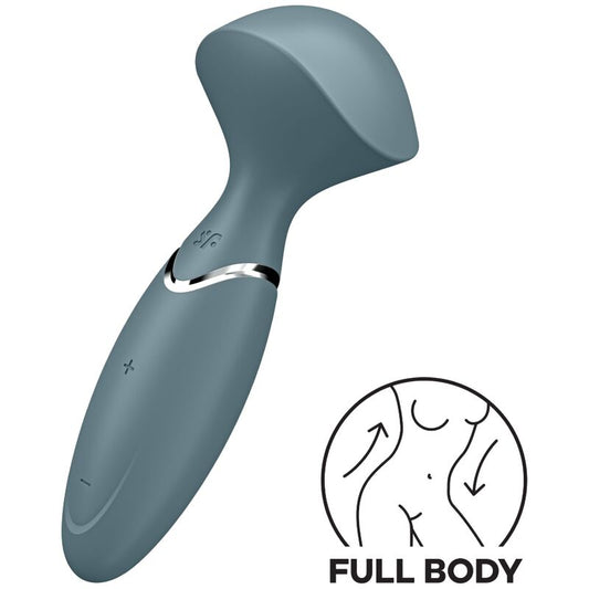 Masator Wand Mini, SATISFYER - Mini Wand-er, 12 Programe Vibratii, Albastru