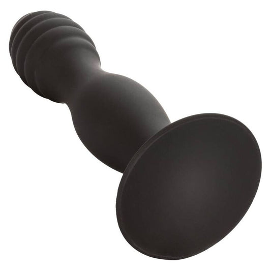 Dildo Anal cu Striuri, CALEXOTICS - Ribbed Anal Stud, Silicon, cu Ventuza
