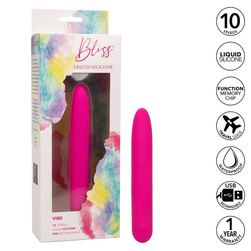 Vibrator, CalExotics - Bliss Liquid Silicone Vibe, 10 Viteze, Roz