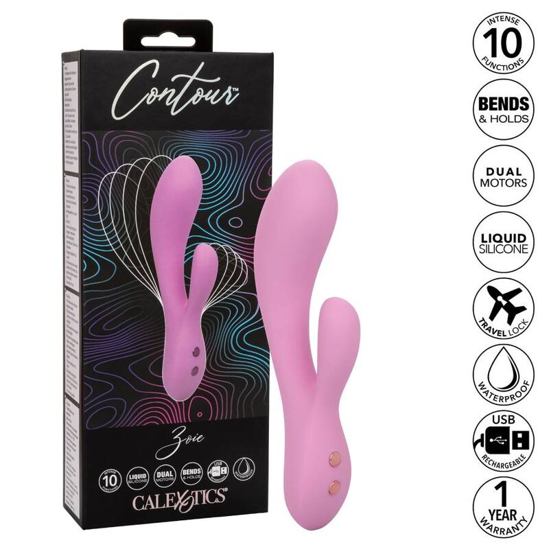 Vibrator Punctul G, CalExotics - Contour Zoie, Motoare Duble, Roz