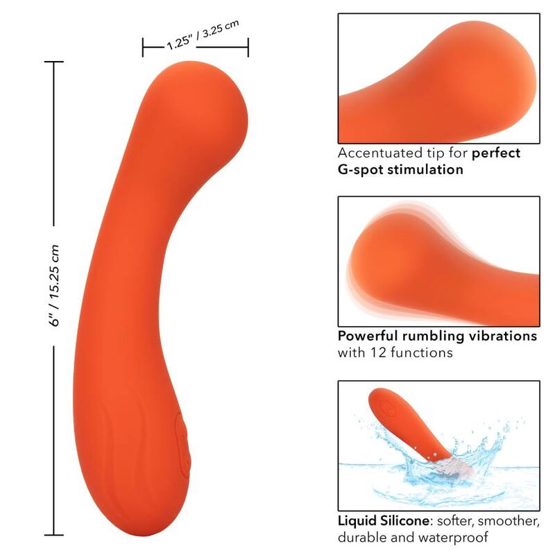 Vibrator Punctul G, CalExotics - Stella G-Wand, Silicon Lichid, Portocaliu