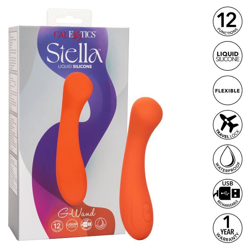 Vibrator Punctul G, CalExotics - Stella G-Wand, Silicon Lichid, Portocaliu