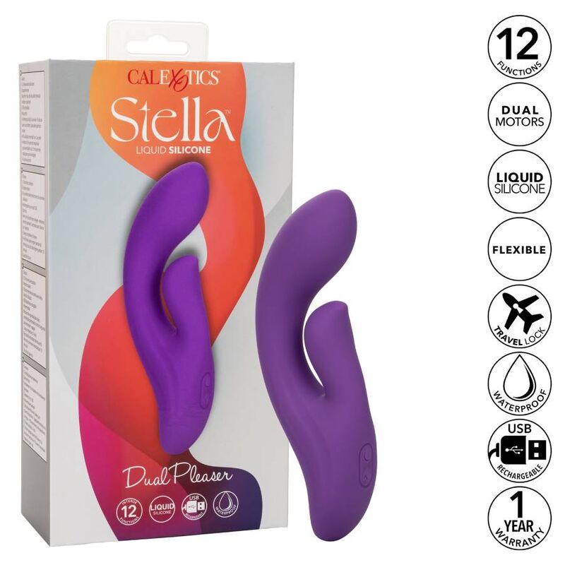 Vibrator Dual, CalExotics - Stella Dual Pleaser, Motoare Duale, Mov