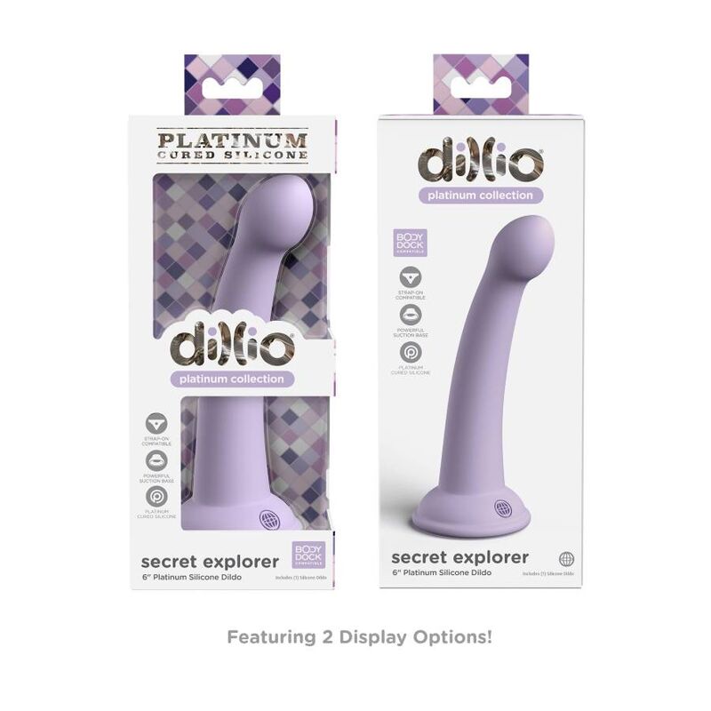 Dildo, Dillio - Secret Explorer, Silicon Tratat cu Platina, 15,24 CM Violet