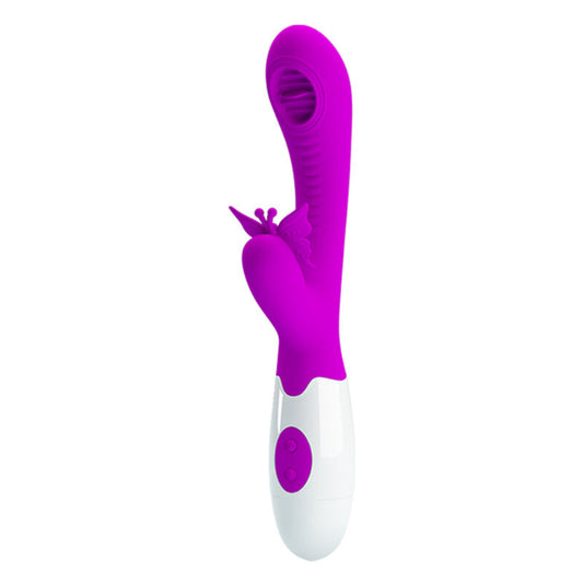 Vibrator Rabbit cu Lins si Vibratii, PRETTY LOVE - Moth, Silicon + ABS, Lila