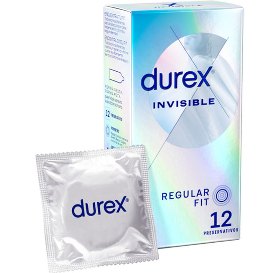 Prezervative, Durex - Invisible Extra Thin, Latex Natural Transparent, 12 Bucati
