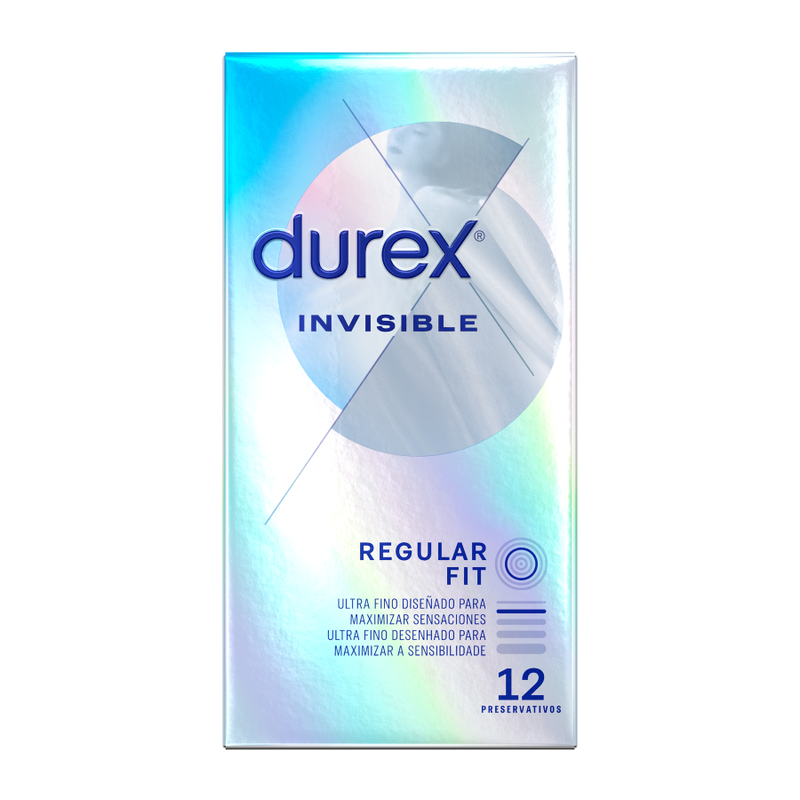 Prezervative, Durex - Invisible Extra Thin, Latex Natural Transparent, 12 Bucati