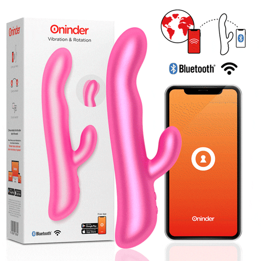 Vibrator Rabbit Rotativ, ONINDER - Oslo Vibratii si Rotatie, Silicon Medical, Negru, App Gratuita