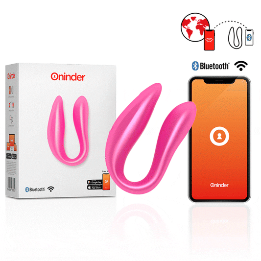 Vibrator Cuplu Stimulator Punct G si Clitoris, ONINDER - Lisboa, Silicon Medical, Roz, App Gratuita