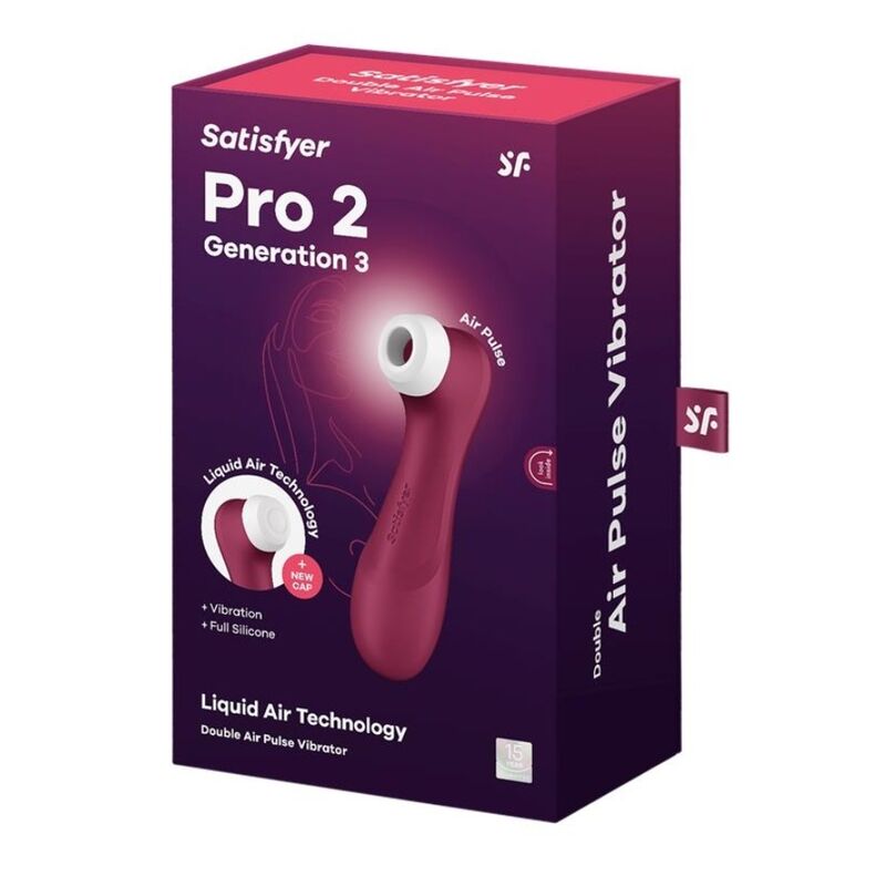 Stimulator Clitoris, Satisfyer - Pro 2 Generation 3, Tehnologie Aer Lichid, Rosu Vin