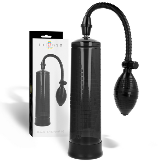 Pompa pentru Penis, INTENSE - Pump Black 02, cu Manometru, Neagra, 20 cm