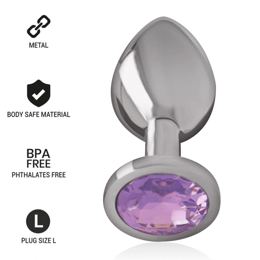 Dop Anal Metalic cu Cristal Violet, INTENSE - Marimea L, 9 x 4 cm