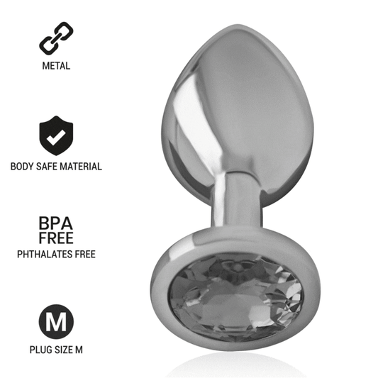 Dop Anal din Metal Aluminiu, INTENSE - cu Geam Negru, Marimea M, 8 cm