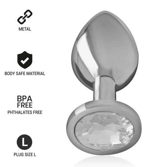 Dop Anal Metal Aluminiu, INTENSE - cu Cristal Argintiu, Marimea L, 9 cm