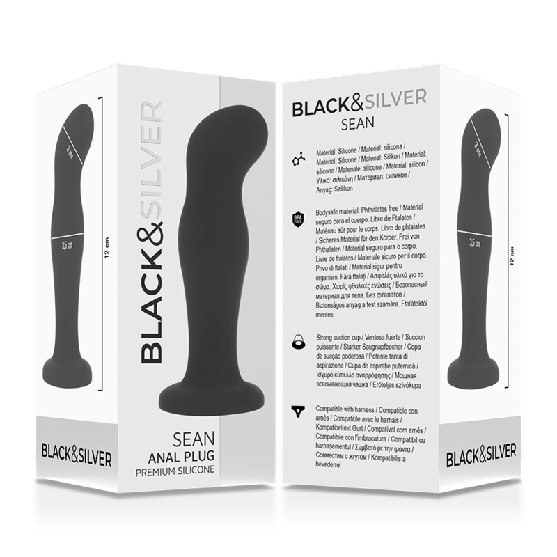 Plug Anal, Black&Silver - Sean, Silicon Medical Matasos, Negru