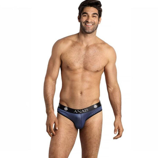 Slip Barbati Sexy, ANAIS MEN - Naval, Tul Negru cu Dungi Satin Bleumarin