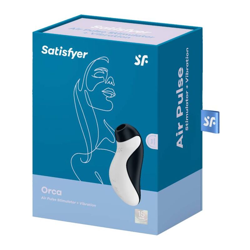 Stimulator cu Aer Pulsatoriu si Vibratii, Satisfyer - Orca, Motoare Independente, Negru/Alb