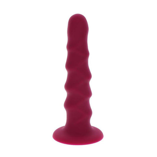 Dildo cu Nervuri, GET REAL - 12 cm, Rosu