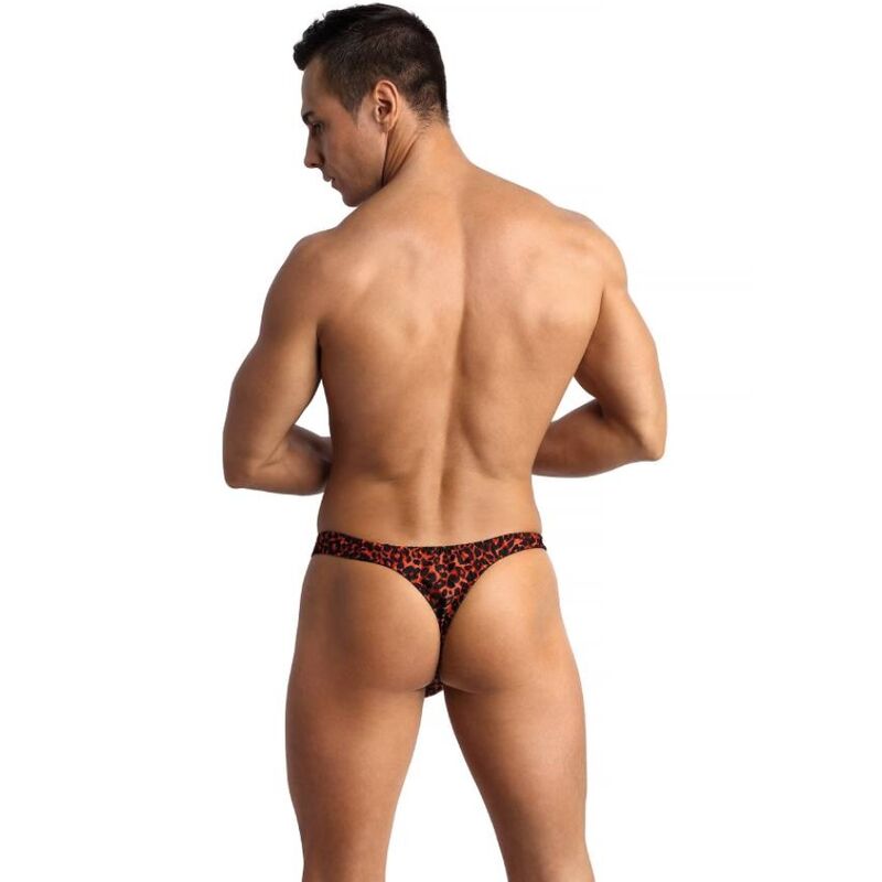Chiloti Tanga Barbati, Anais Men - Tribal, Microfibra Rosie cu Imprimeu Animalier, S
