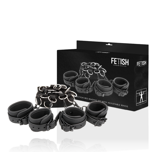 Set Catuse pentru Pat cu Captusire Neopren, FETISH SUBMISSIVE - Luxury Bed Ties, Piele Vegana