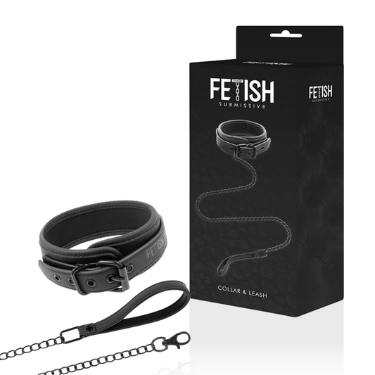 Zgarda BDSM cu Lesa, FETISH SUBMISSIVE - Lant Metalic, Captusala Neopren