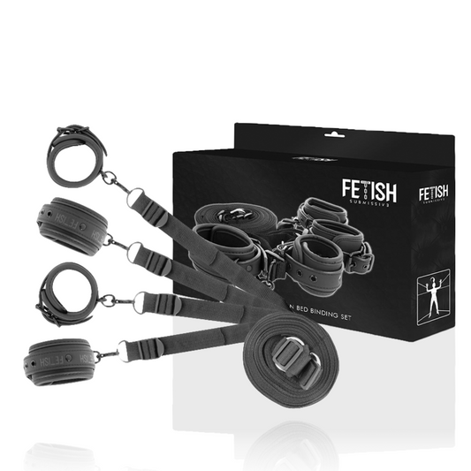 Set Catuse si Curele pentru Pat, FETISH SUBMISSIVE - cu Captusire Neopren, Piele Vegana