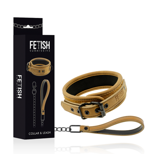 Zgarda cu Lant Metalic, FETISH SUBMISSIVE ORIGEN - Piele Vegana si Neopren