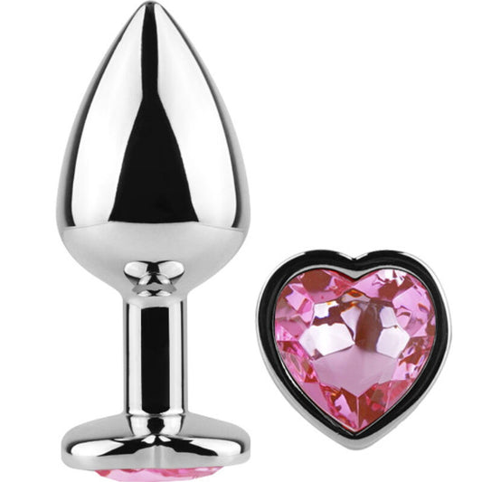 Dop Anal Metalic, SECRETPLAY - Inimioara Fucsia, Marime Mica, 7 cm