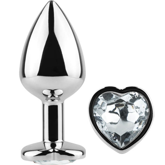 Dop Anal Metalic, SECRETPLAY - Inimioara Crystal Transparent, Marime Mica, 7 cm