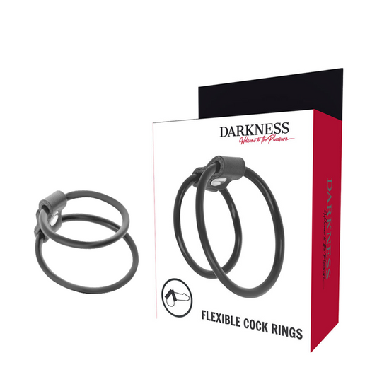 Set Inele pentru Penis, DARKNESS - Duo Stimulator Erectie, TPR Hipoalergenic