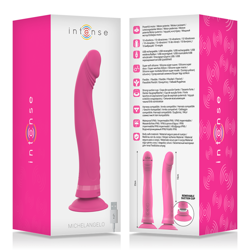 Vibrator Dildo, Intense - Michelangelo, Densitate Dubla, Roz