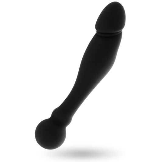 Dildo pentru Punctul G, BLACK&SILVER - Karl, Silicon Dubla Densitate, 18 cm