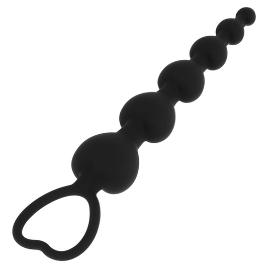 Bile Anale, BLACK&SILVER - Mila, Lant Inimi, Silicon, 18 cm