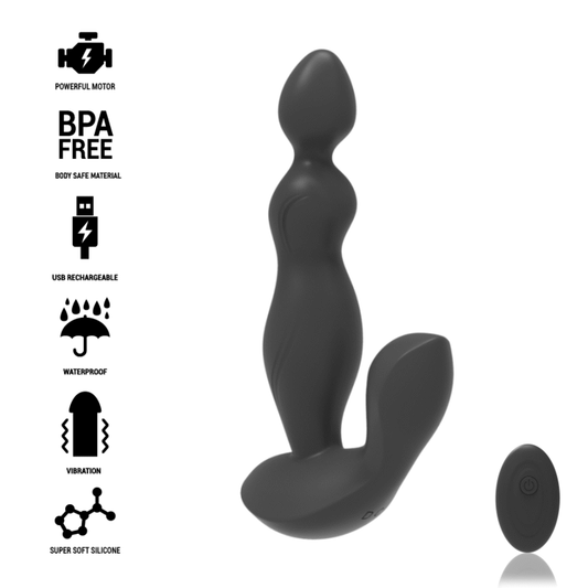 Dop Anal cu Vibratii si Telecomanda, BLACK&SILVER - Cora, Silicon, IPX6