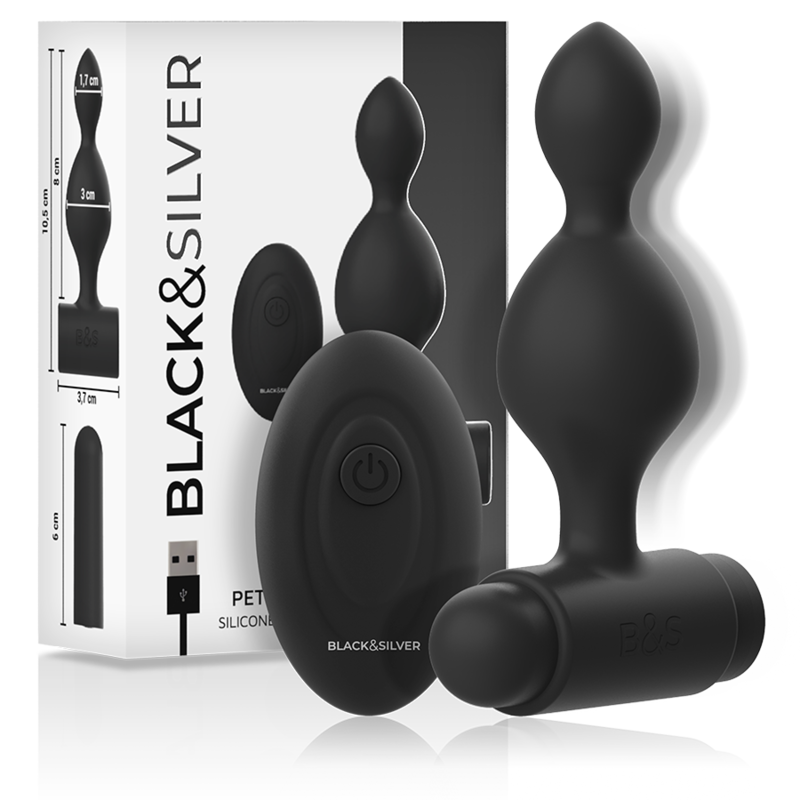 Plug Anal, Black&Silver - Tucker, Vibratii cu Telecomanda, Small Negru Argintiu