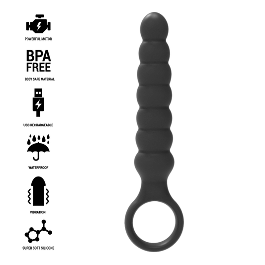 Dop Anal cu Vibratii, BLACK&SILVER - Bob, Silicon Premium, Negru