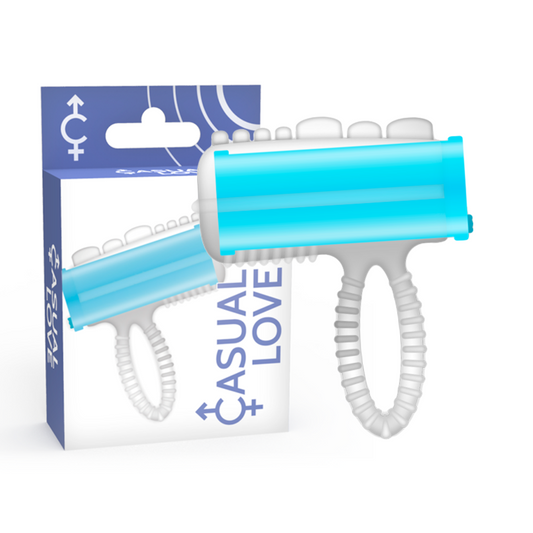 Vibrator Inel pentru Deget si Limba, CASUAL LOVE - Ring Tongue, cu Vibratii, Albastru