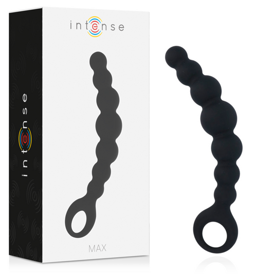 Bile Anale Max, INTENSE - 8 Bile Silicon Medical, Negru, 3,3 x 18,5 cm