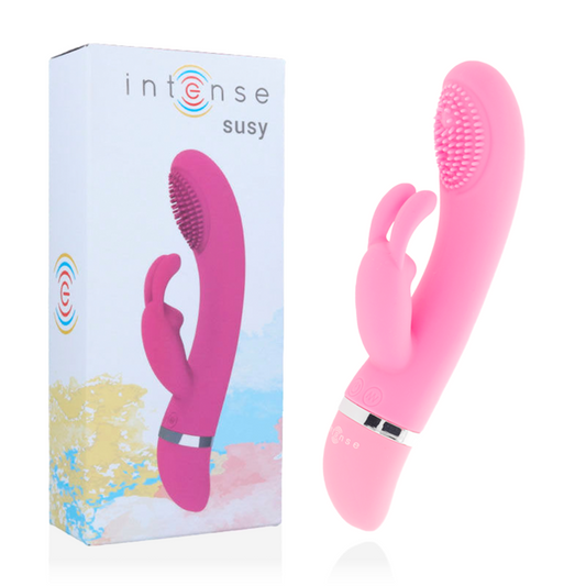Vibrator Rabbit Oscilant, INTENSE - Susy, Silicon, 7 Moduri, Roz, 18,8 cm