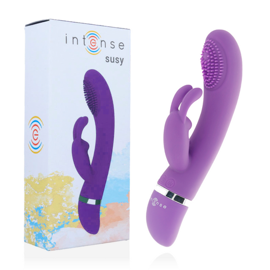 Vibrator Rabbit Oscilant, INTENSE - Susy, Silicon, 7 Moduri, Lila, 18,8 cm