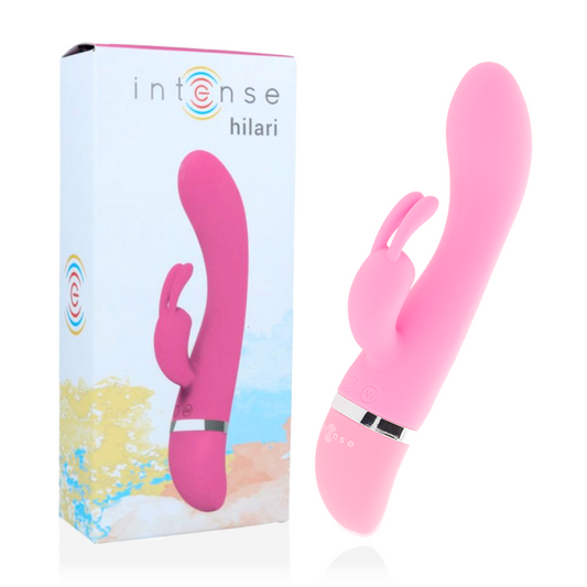 Vibrator Rabbit, INTENSE - Hilari, Silicon Moale, 30 Moduri Vibratii, Roz, 18,9 cm