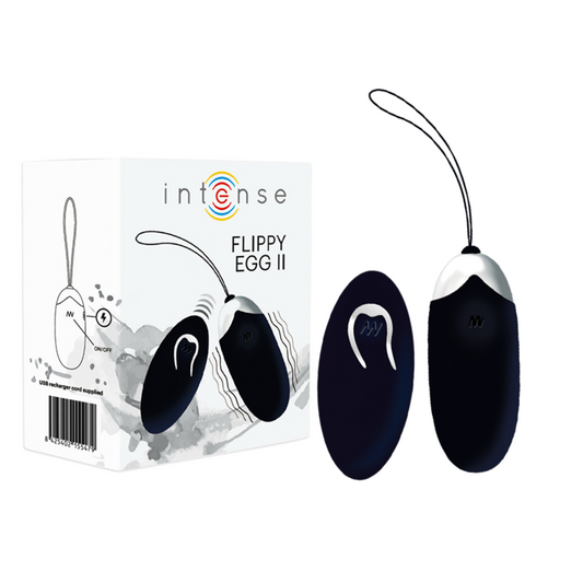 Vibrator Ou cu Telecomanda, INTENSE - Flippy II, Silicon, Negru, 7 cm