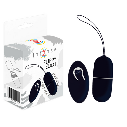 Vibrator Ou cu Telecomanda, INTENSE - Flippy I, Silicon, Negru, 7,9 cm