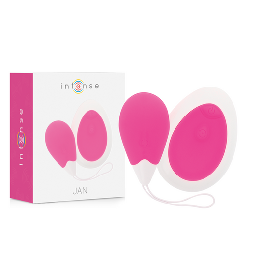 Vibrator Ou cu Telecomanda, INTENSE - Jan, Silicon, 10 Vibratii, Roz