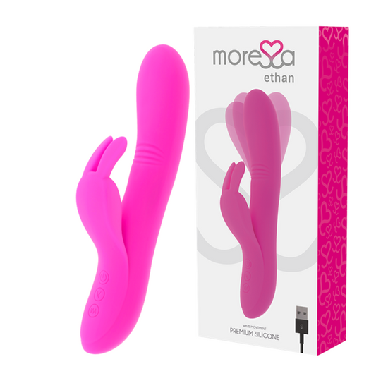 Vibrator Rabbit, MORESSA - Ethan Premium Silicon Medical Reincarcabil, cu Miscare Ondulata, 20,5 cm