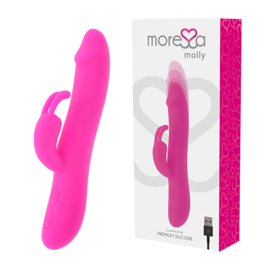 Vibrator Rabbit, MORESSA - Molly Premium Silicon Medical Reincarcabil, 7 Moduri Vibratie + 7 Moduri Puls, 20,5 cm