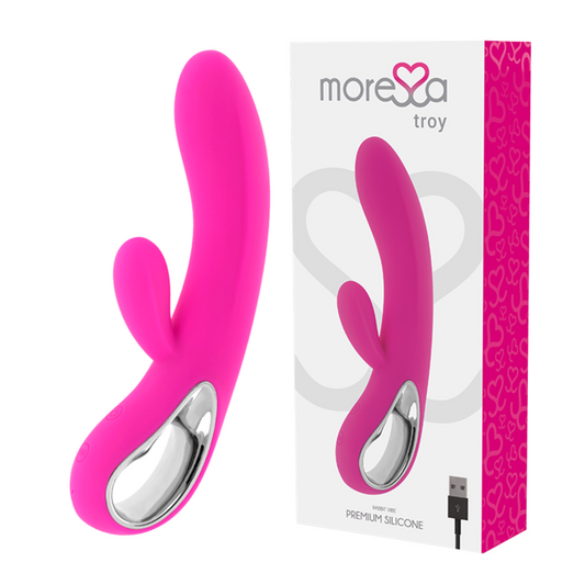 Vibrator Rabbit Reincarcabil, MORESSA - Troy, Silicon Medical, 20 cm